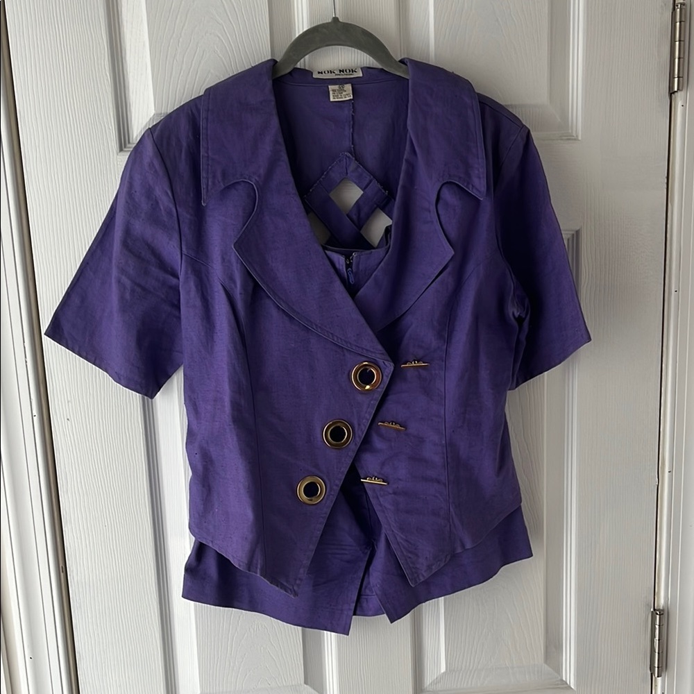 Elegant Purple Short Sleeve Blazer
